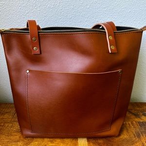 NWOT Portland Leather Med Zip Tote in Honey